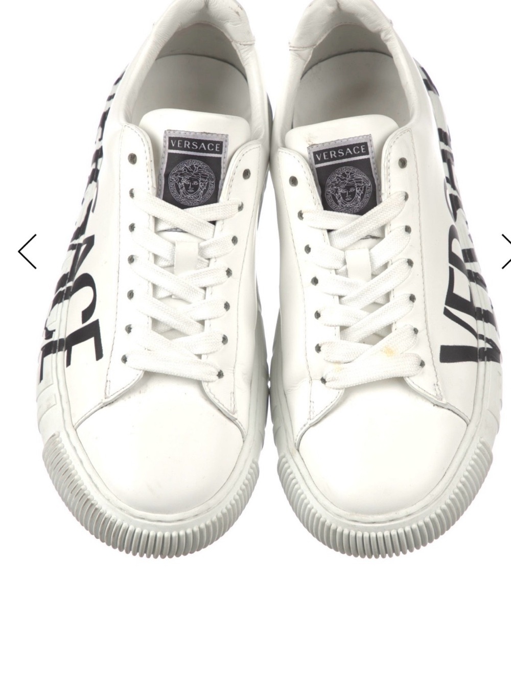 Versace White Sneakers with Black Logo Script